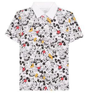 NEW Men's Mickey Mouse All Over Print Short Sleeves Polo Disney Polo T-Shirt Tee